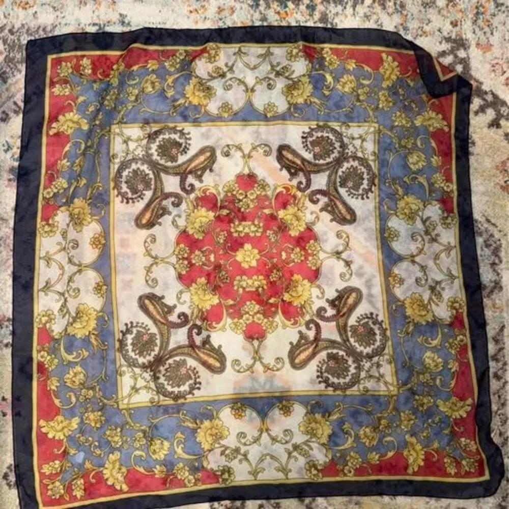 Paisley and Floral Square Sheer Scarf